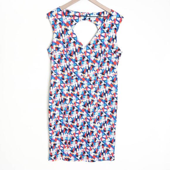Anthropologie Plenty Tracy Reese Geometric Colorful Sleeveless Keyhole Dress 12 - Picture 1 of 6